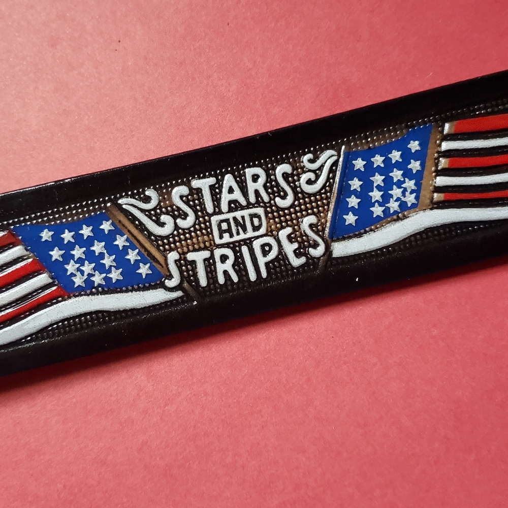 Genuine Cowhide Leather "STARS & STRIPES FOREVER " with an Epoxy Patriotic Eagle